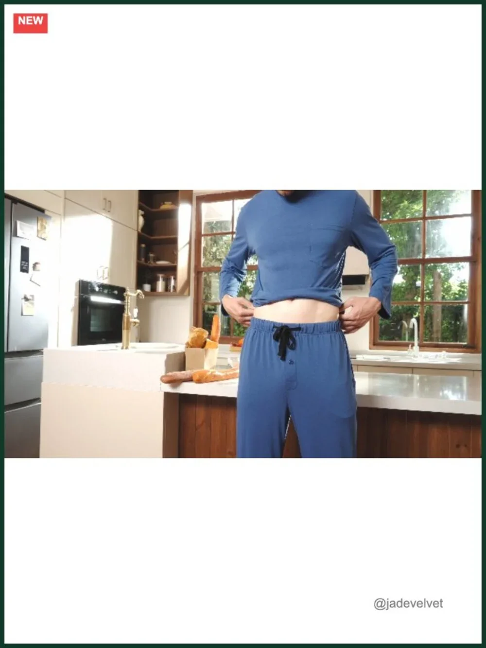 Bamboo Viscose Mens Pajama Set Long Sleeve Full Length with Pockets